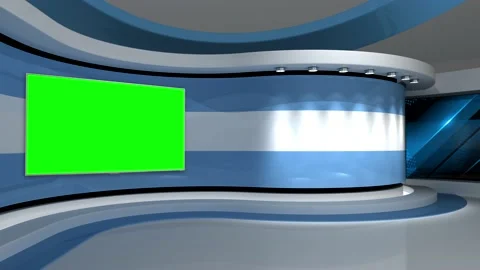 TV studio. Light blue background. Loop animation. News studio. 3d render. 3d Stock Footage 151302551