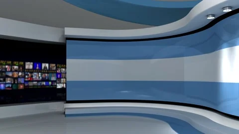 TV studio. Light blue background. Loop animation. 3d render. 3d Stock Footage 151302563