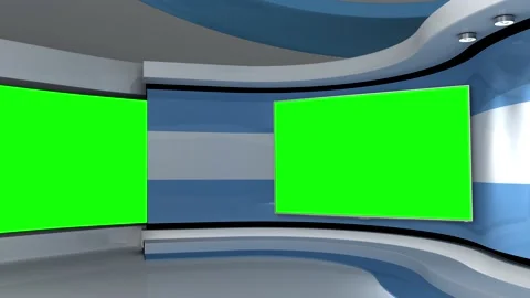 TV studio. Light blue background. Loop animation. News studio. Green screen Stock Footage 151302593