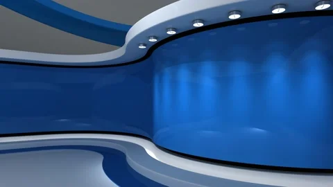 TV studio. Light blue background. News studio. Stock Footage 152124325