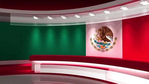 TV studio. Mexico. Mexican flag. News studio. Loop animation. Stock Footage 144811230