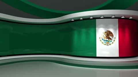 TV studio. Mexico. Mexican flag. News studio. 3d render. 3d Stock Footage 152126694