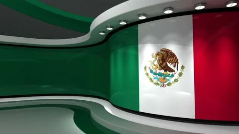 TV studio. Mexico. Mexican flag. News studio. Background Stock Footage 152126702