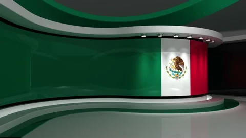TV studio. Mexico. Mexican flag. News studio. Background Stock Footage 152126726