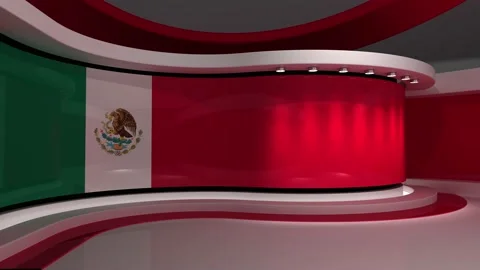 TV studio. Mexico. Mexican flag. News studio. 3d render. 3d Stock Footage 152126734