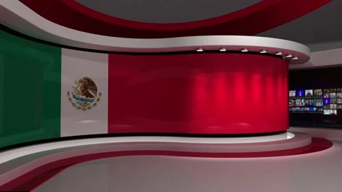 TV studio. Mexico. Mexican flag. News studio. Background Stock Footage 152126768