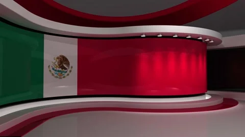 TV studio. Mexico. Mexican flag. News studio. 3d render. 3d Stock Footage 152126785