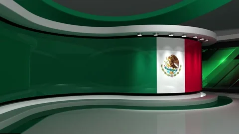 TV studio. Mexico. Mexican flag. News studio. 3d render. 3d Stock Footage 152126836