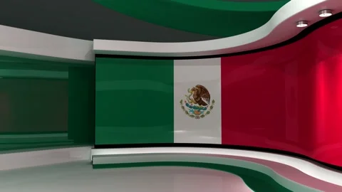 TV studio. Mexico. Mexican flag. News studio. 3d render. 3d Stock Footage 152126856