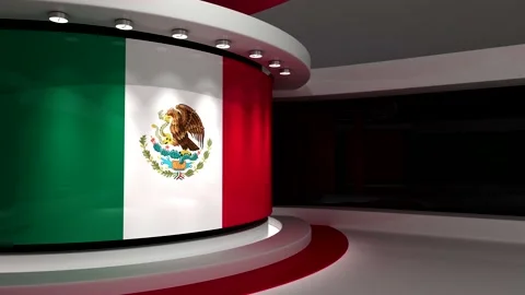 TV studio. Mexico. Mexican flag. News studio. 3d render. 3d Stock Footage 152126871