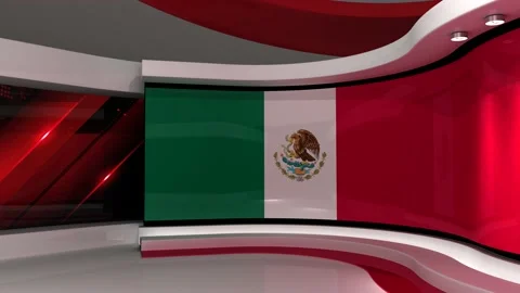 TV studio. Mexico. Mexican flag. News studio. 3d render. 3d Stock Footage 152126882
