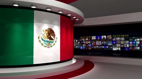 TV studio. Mexico. Mexican flag. News studio. Background Stock Footage 152126898
