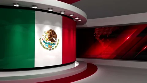 TV studio. Mexico. Mexican flag. News studio. 3d render. 3d Stock Footage 152126922