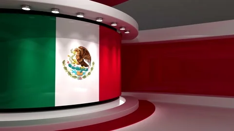 TV studio. Mexico. Mexican flag. News studio. 3d render. 3d Stock Footage 152126930
