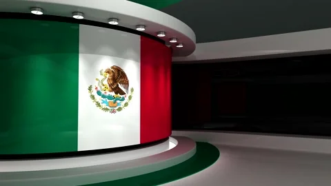TV studio. Mexico. Mexican flag. News studio. 3d render. 3d Stock Footage 152126935