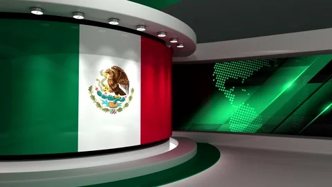 TV studio. Mexico. Mexican flag. News studio. Background Stock Footage 152126974