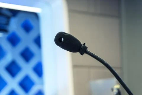 TV studio microphone., microphone in studio for voice actor, radio broadcasti Stock Photos