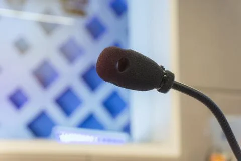 TV studio microphone., microphone in studio for voice actor, radio broadcasti Stock Photos
