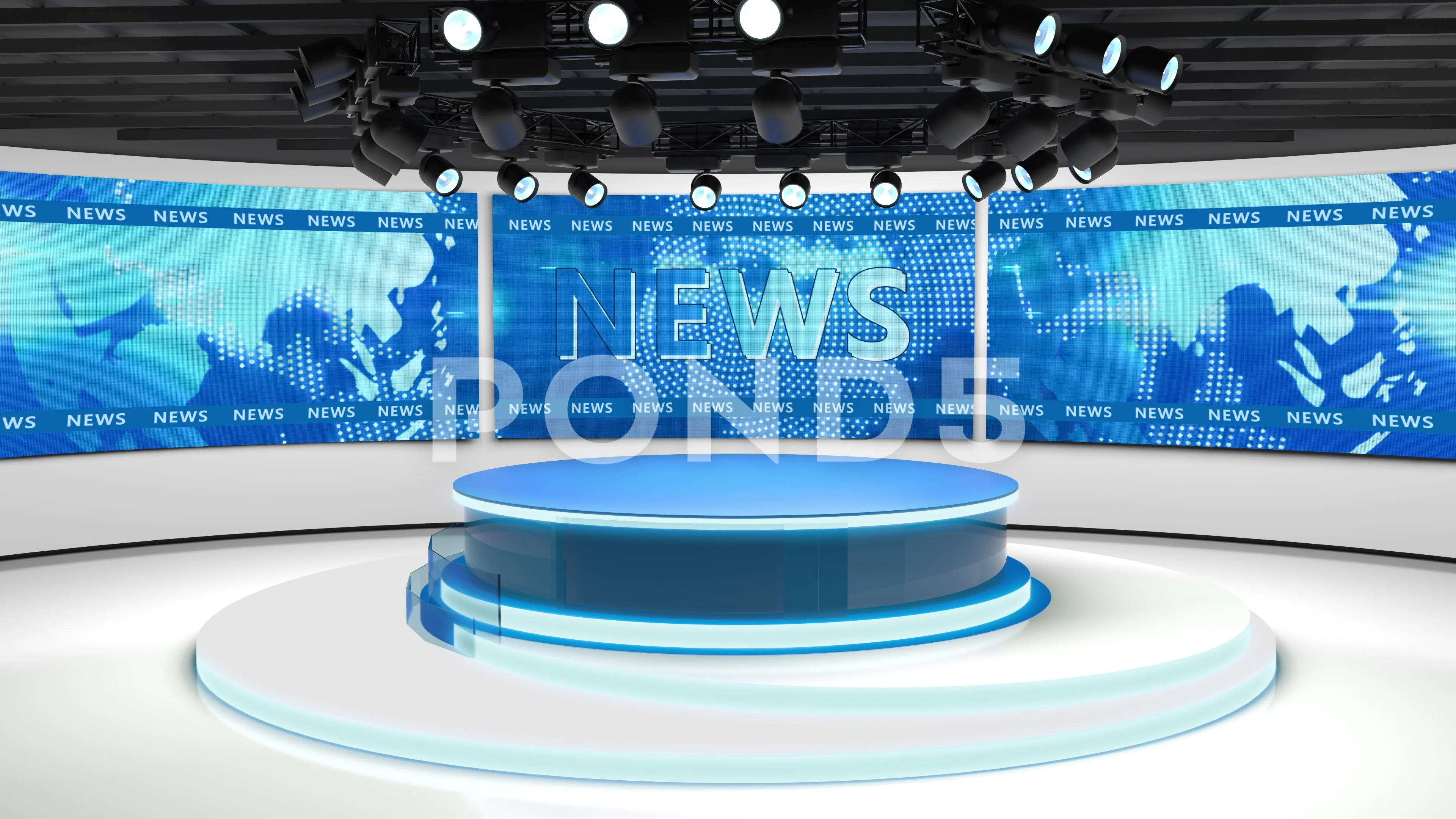 Tv studio. News room. Blye and red backg... | Stock Video | Pond5