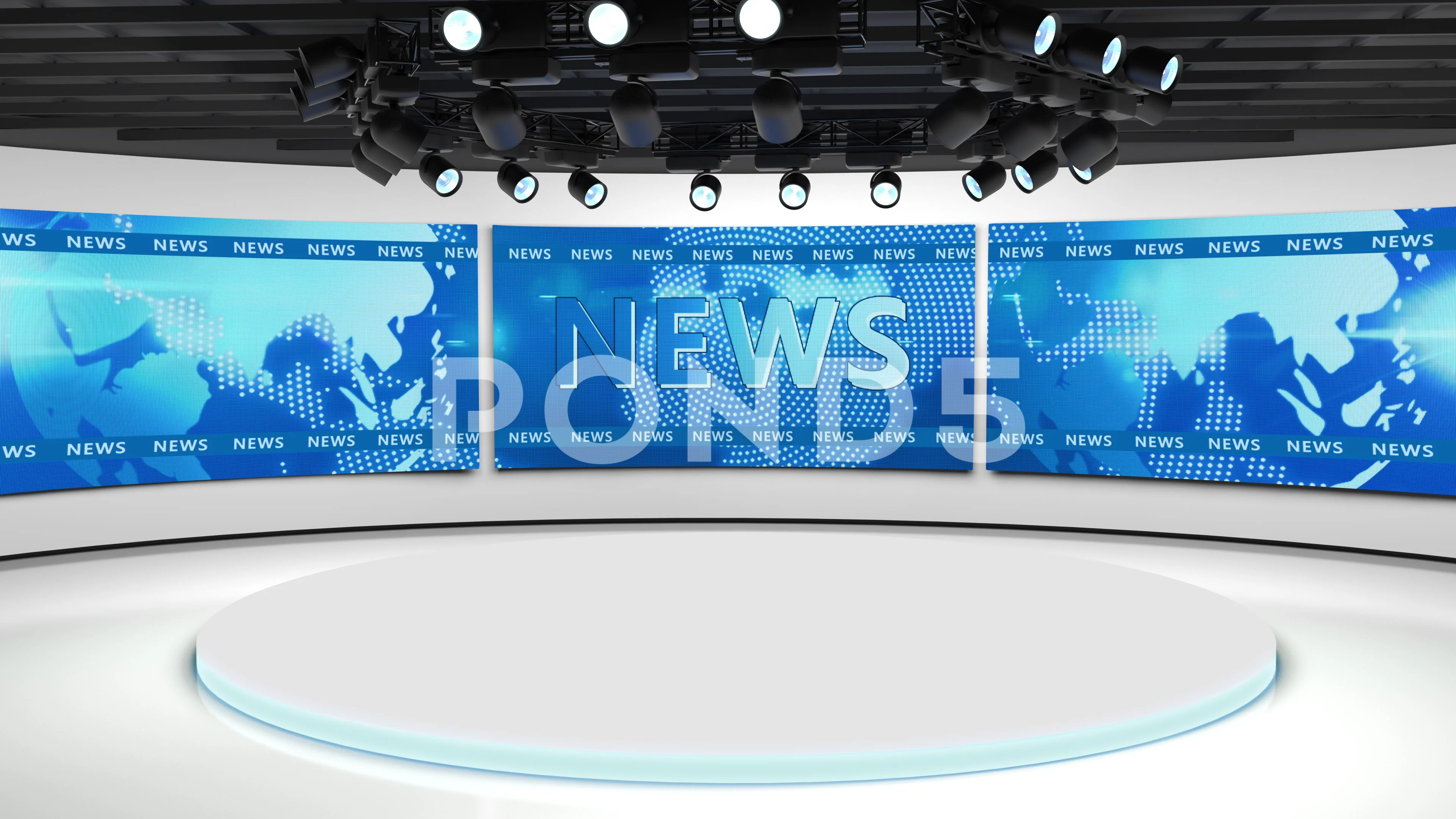 Tv studio. News room. Blye and red backg... | Stock Video | Pond5