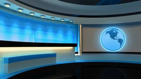 Tv Studio. News studio. Blue studio. Stock Illustration