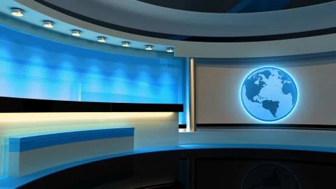 Tv Studio. News studio. Blue studio. Stock Illustration
