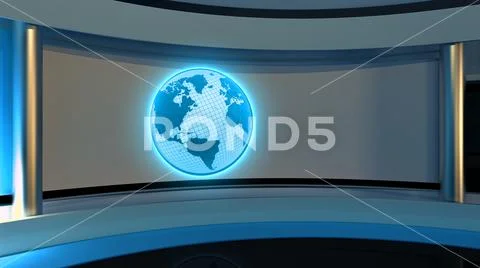 Tv Studio. News studio. Blue studio. The perfect backdrop for any green scr.. Stock Illustration