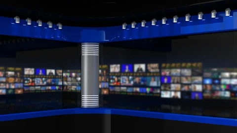 Tv Studio. News studio. Blurred of studio at TV station. Stock Footage 128015983