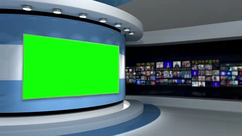 TV studio. News studio. Green screen on ... | Stock Video | Pond5
