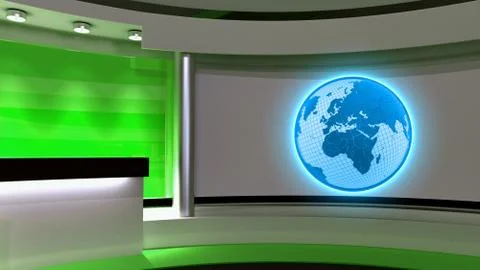 Tv Studio. News studio. Green studio. The perfect backdrop for any green sc.. Ilustración de archivo