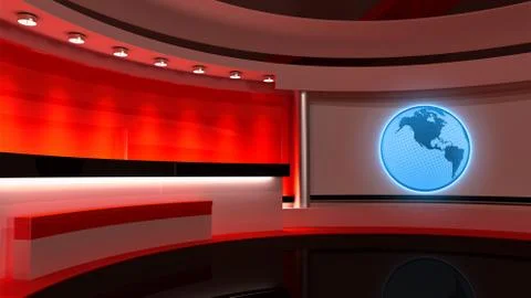 Tv Studio. News studio. Red studio. Stock Illustration