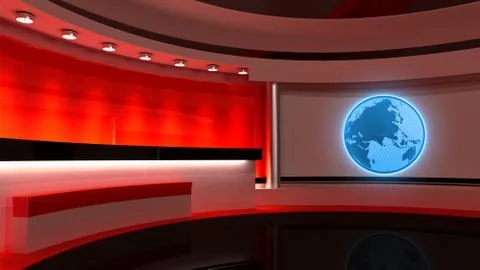 Tv Studio. News studio. Red studio. Stock Illustration