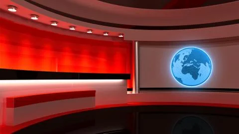 Tv Studio. News studio. Red studio. Stock Illustration