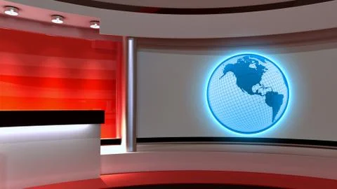 Tv Studio. News studio. Red studio. The perfect backdrop for any green scre.. Stock Illustration