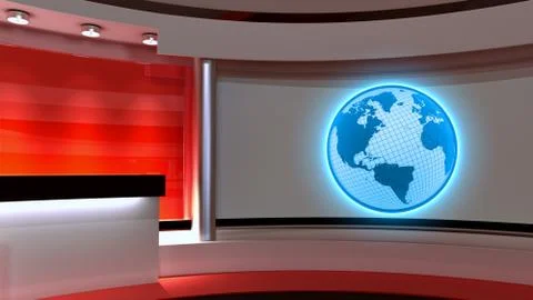 Tv Studio. News studio. Red studio. Stock Illustration