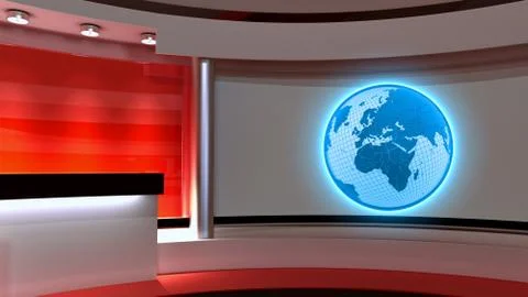 Tv Studio. News studio. Red studio. イラスト素材