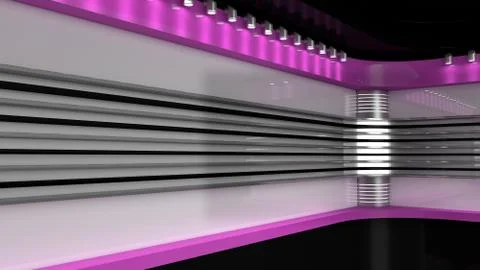 Tv Studio. Pink studio. Backdrop for TV shows .TV on wall. News studio. Stock Illustration