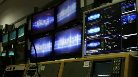 TV Studio Production - Broadcast Monitors Stock Footage