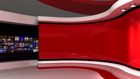 TV studio. Red background. Loop animation. 3d render. 3d Stock Footage 151303081