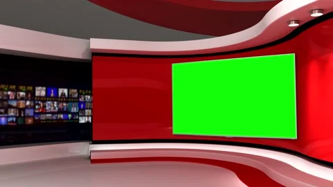 TV studio. Red background. Loop animation. Green screen. 3d render. 3d Stock Footage 151303088
