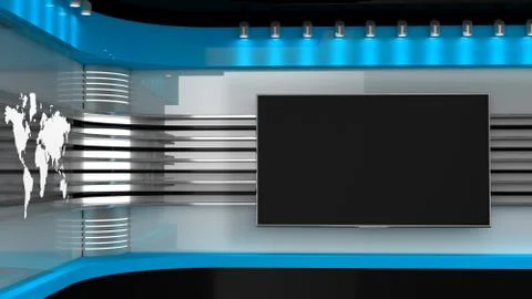 Tv Studio. Red studio. Backdrop for TV shows .TV on wall. News studio. Stock Illustration