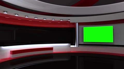 Tv Studio. Red_studio. Loop. 3D rendering Stock Footage 136335881