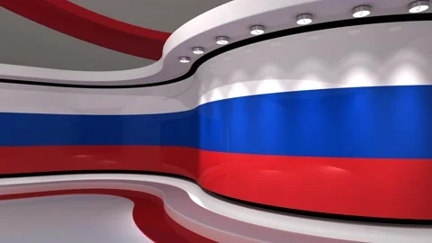 TV studio. Russia. Russian flag. News studio. 3d render. 3d Stock Footage 152127211