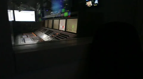 TV studio sound console track left Stock-Footage 50886539