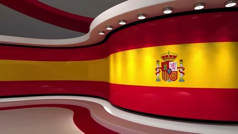 TV studio. Spain. Spanish flag. News studio. 3d render. 3d Stock Footage 152127367