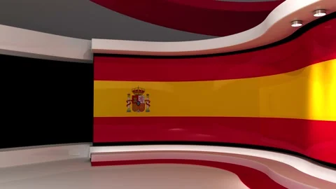 TV studio. Spain. Spanish flag. News studio. 3d render. 3d Stock Footage 152127552