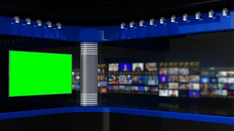 Tv Studio. Studio. News studio. Blue background. Stock Footage 128018936