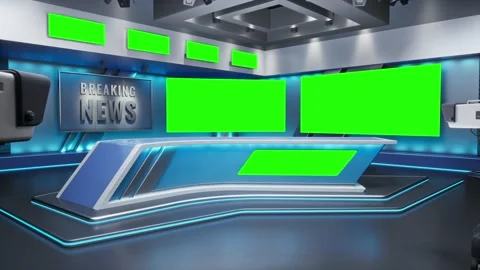 Tv Studio. Studio. News studio. Newsroom Background for News Broadcasts. Blurred 스톡 동영상 182306209