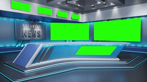 Tv Studio. Studio. News studio. Newsroom Background for News Broadcasts. Blurred Stock Footage 182306418