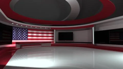TV studio. USA flag studio. American flag background. News studio. The perfec イラスト素材